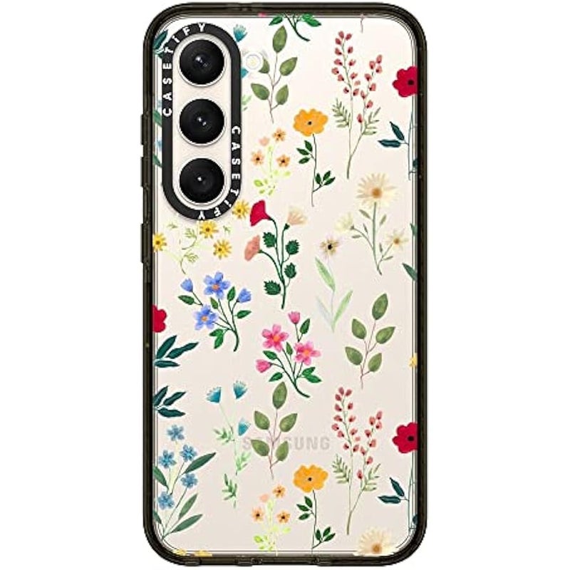 Casetify Impact Galaxy S23 Case 【4X Military Grade Drop Tested / 8.2ft Drop Protection】 - Spring Botanicals 2 - Clear Black - Image 2