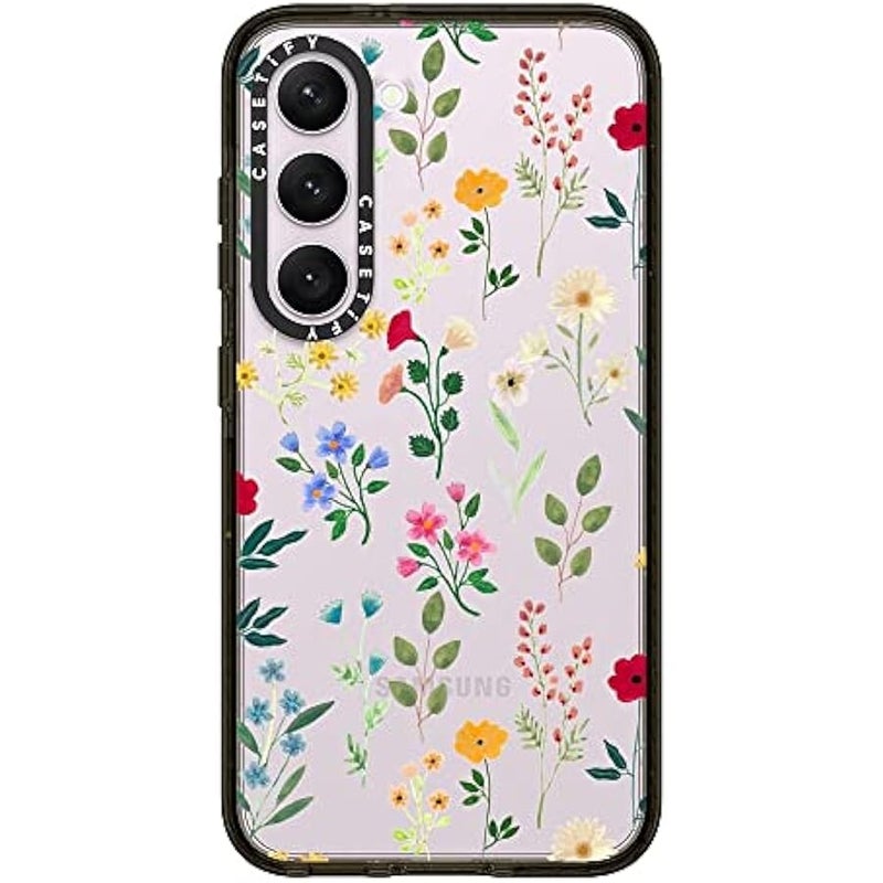 Casetify Impact Galaxy S23 Case 【4X Military Grade Drop Tested / 8.2ft Drop Protection】 - Spring Botanicals 2 - Clear Black - Image 1