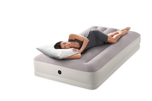 Intex 64177E Dura-Beam Standard Prestige Mid-Rise Air Mattress: Fiber-Tech – Twin Size – Quickfill USB Air Pump – 12in Bed Height – 300lb Weight Capacity - Image 2