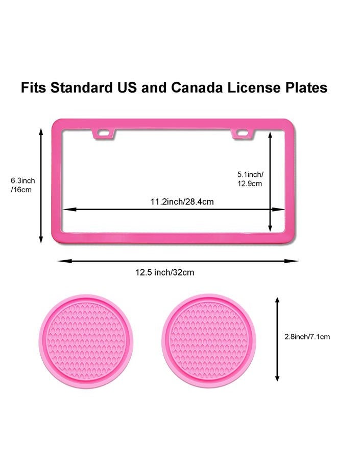 ZukMi 2PCS Premium Pink License Plate Frames, Solid Rust-Proof Aluminum Holder with 2 Holes, Universal Car Frame for Women and Man, Including Screws - Image 2