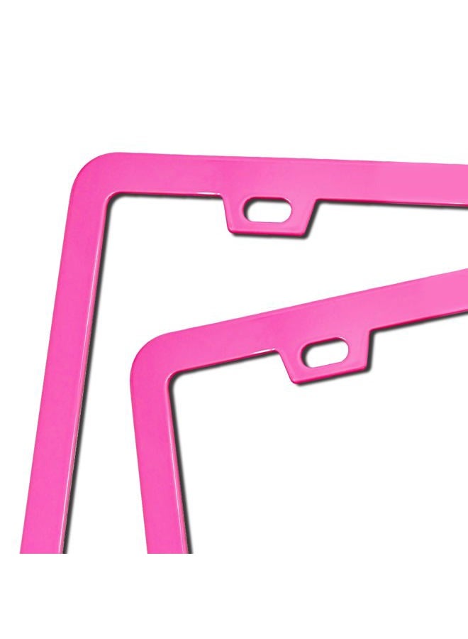 ZukMi 2PCS Premium Pink License Plate Frames, Solid Rust-Proof Aluminum Holder with 2 Holes, Universal Car Frame for Women and Man, Including Screws - Image 3