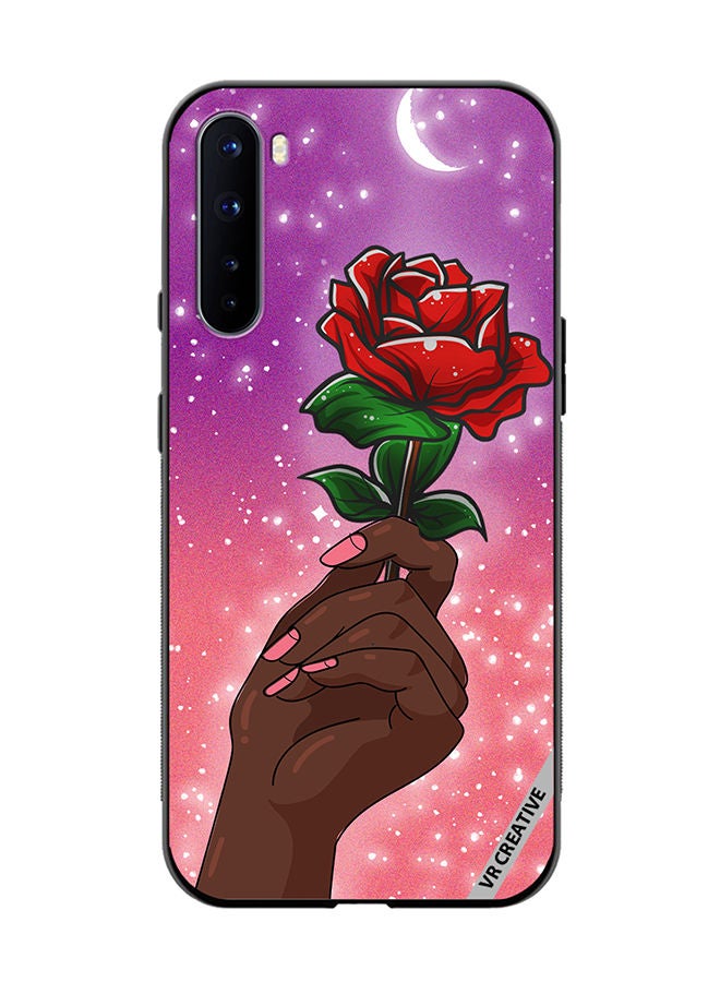 VR CREATIVE Protective Case Cover For OnePlus Nord Rose Presenter Black Hand Design Multicolour - Image 1