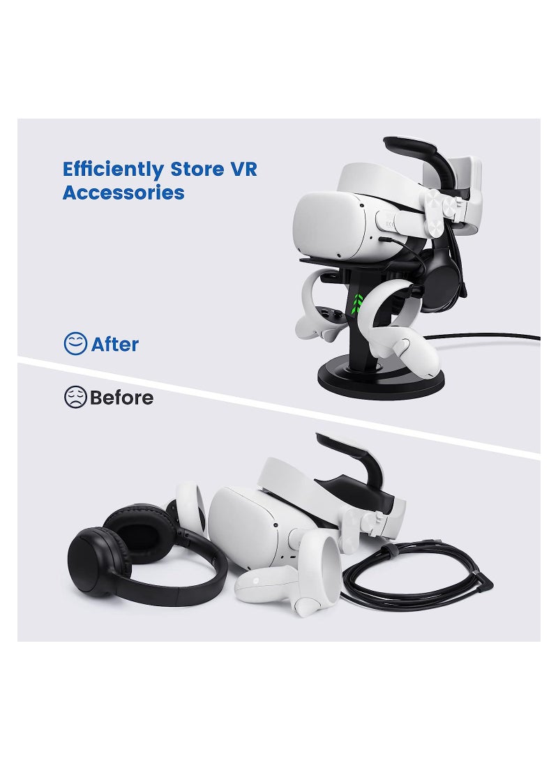 KASTWAVE VR Stand, VR Headset Charging Dock Display Stand, Touch Controllers Accessories for Oculus Quest, Quest 2,Rift, Rift S, Valve Index, Black - Image 3