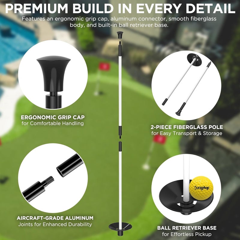 KINGTOP Golf Flagstick - Portable Design, Practice Putting Green Flag Stick for Yard, Club - Golf Pole Pin Flagpole, 3FT or 6FT Heights Available - Image 5