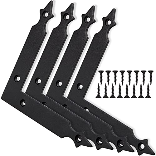 Foxwake Barn Door Decorative Corner Bracket, 4.9 in Matte Black Rustic L Brackets Sliding Door Hardware Decorator for Farmhouse Mirrorsframe Gardengate Garage(4 Pcs with Screw) - Image 1