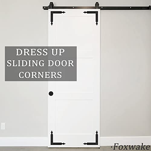 Foxwake Barn Door Decorative Corner Bracket, 4.9 in Matte Black Rustic L Brackets Sliding Door Hardware Decorator for Farmhouse Mirrorsframe Gardengate Garage(4 Pcs with Screw) - Image 2