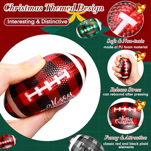 Jerify 24 Pcs Christmas Stress Ball Bulk Mini Christmas Foam Football 335 Small Buffalo Plaid Relief Stress Ball for Xmas Carnival Party Favors Stocking Stuffer Filler Gifts Red Green Black - Image 5