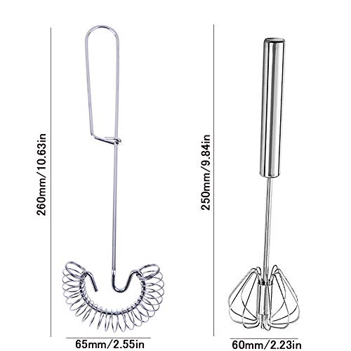 KuuGuu 3 Pack Stainless Steel Egg Whisk Versatile Easy Whisk Hand Push Rotary Milk Frother Cooking Beater Manual Mixer for Beating Eggs Mixing Whipping Smoothies Shakes (2 Styles) - Image 2