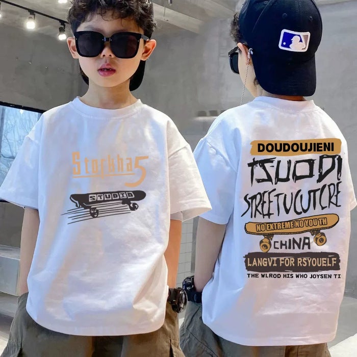 Boys' T-Shirt Short-Sleeved Pure Cotton 2026 Style Trendy And Handsome Children'S Streetwear Summer Clothing - Image 1