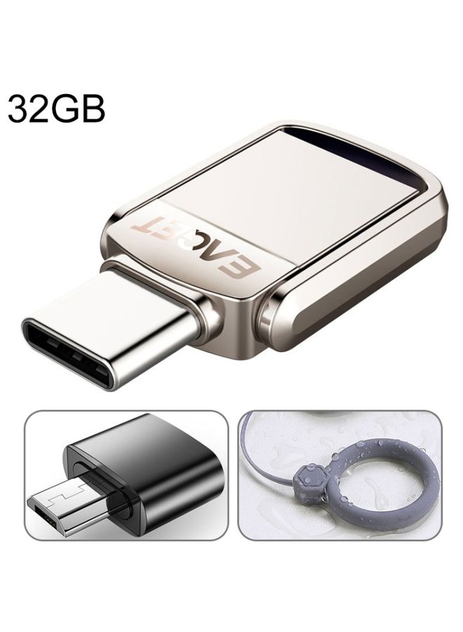 BURAQ EAGET 32G USB 3.1 + USB-C Interface Metal Twister Flash U Disk, with Micro USB Adapter & Lanyard - Image 1