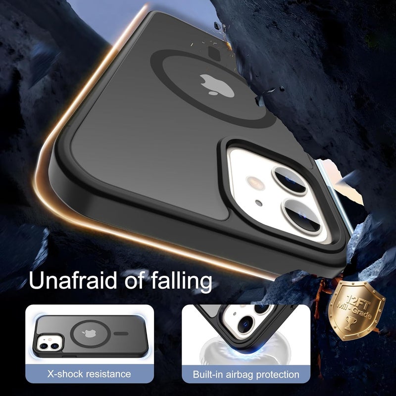 حافظة مغناطيسية من لأجهزة iPhone 11/XR [متوافقة مع MagSafe]، تحتوي على واقي شاشة مزدوج؛ مقاومة لتغير لون الشاشة والبصمات، مقاومة للصدمات، مريحة للجلد، بتصميم نحيف وشفاف، لون وردي مات. - Image 3