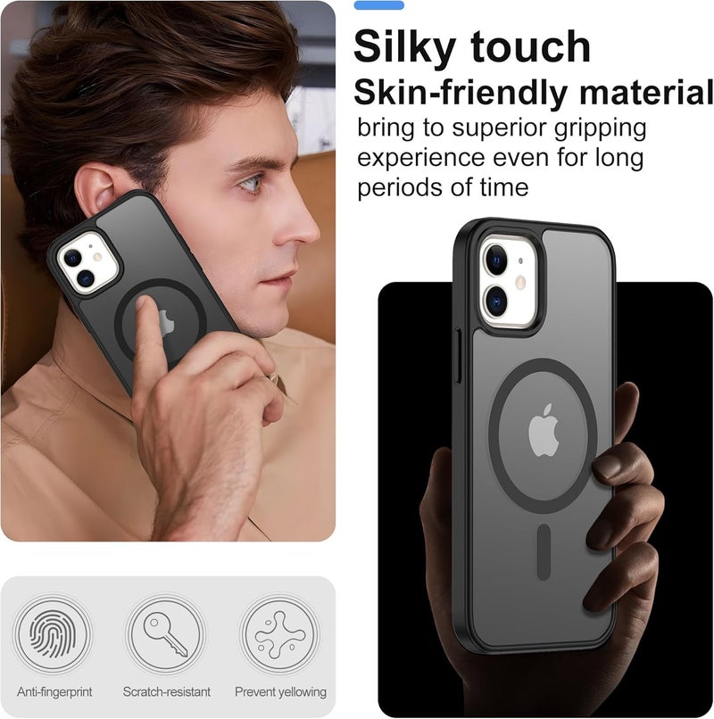 حافظة مغناطيسية من لأجهزة iPhone 11/XR [متوافقة مع MagSafe]، تحتوي على واقي شاشة مزدوج؛ مقاومة لتغير لون الشاشة والبصمات، مقاومة للصدمات، مريحة للجلد، بتصميم نحيف وشفاف، لون وردي مات. - Image 5