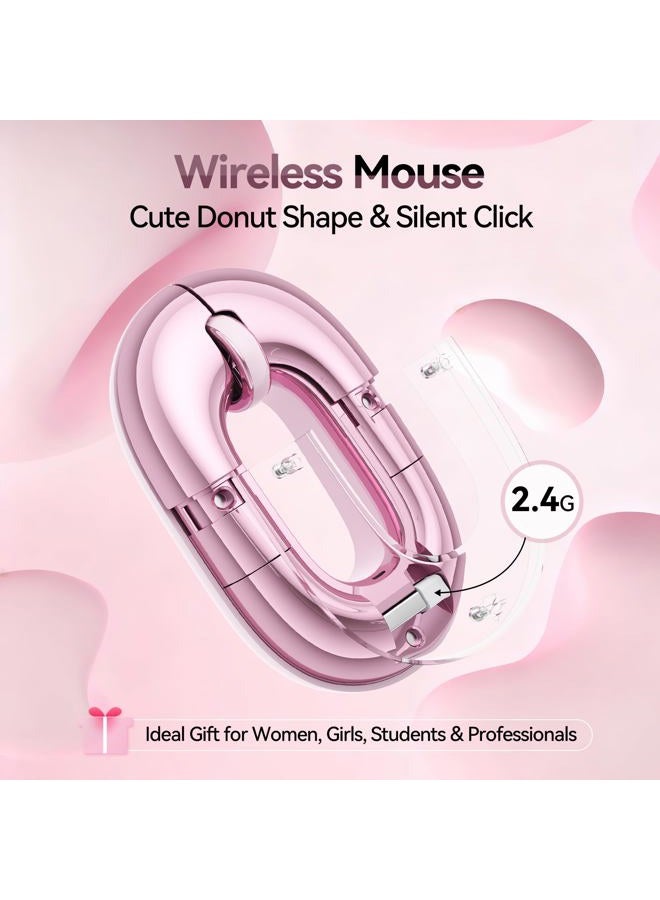 FOPATO Travel Mouse Dual Mode Wireless Charging Mouse,Macaron Color Scheme Sweet Donut Bluetooth Computer Mice,Silent and Lightweight,1200 DPI Optical Tracking,Compatible with PC,Mac,Laptop（Carmine pink） - Image 4