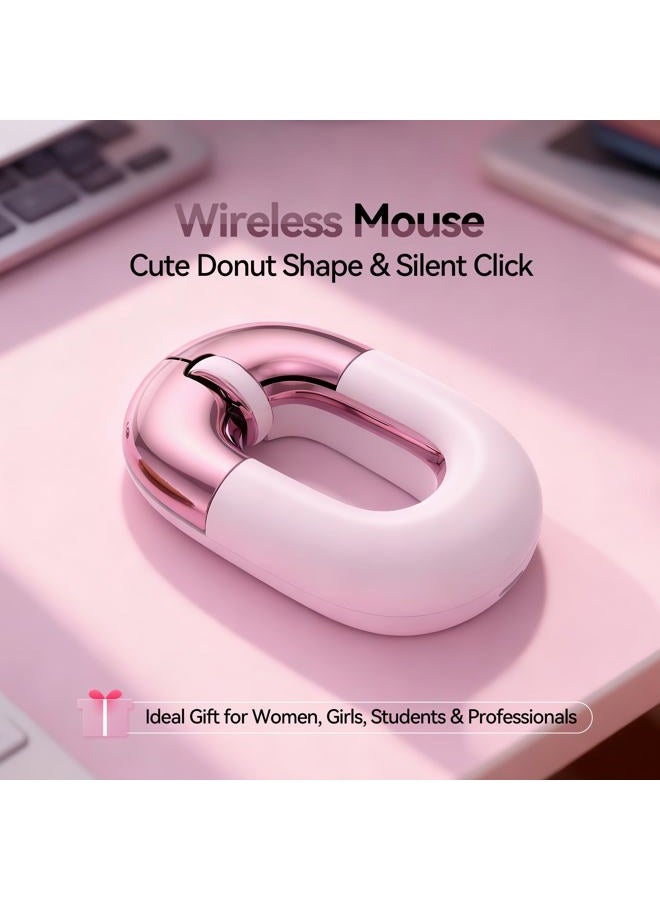 FOPATO Travel Mouse Dual Mode Wireless Charging Mouse,Macaron Color Scheme Sweet Donut Bluetooth Computer Mice,Silent and Lightweight,1200 DPI Optical Tracking,Compatible with PC,Mac,Laptop（Carmine pink） - Image 5