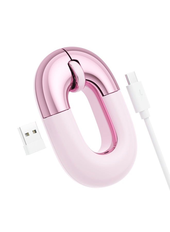 FOPATO Travel Mouse Dual Mode Wireless Charging Mouse,Macaron Color Scheme Sweet Donut Bluetooth Computer Mice,Silent and Lightweight,1200 DPI Optical Tracking,Compatible with PC,Mac,Laptop（Carmine pink） - Image 1