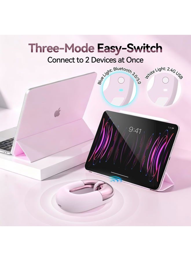 FOPATO Travel Mouse Dual Mode Wireless Charging Mouse,Macaron Color Scheme Sweet Donut Bluetooth Computer Mice,Silent and Lightweight,1200 DPI Optical Tracking,Compatible with PC,Mac,Laptop（Carmine pink） - Image 3