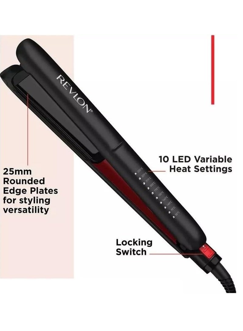 Revlon Smoothstay Coconut Oil-Infused Hair Straightener (25mm Triple-Coated Ceramic Plates, Floating Plates with Rounded Edges, Customizable Temperature up to 235°C, Travel Pouch Included) RVST2211P - Image 3