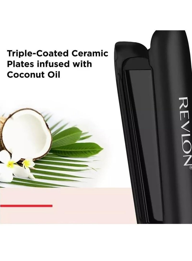 Revlon Smoothstay Coconut Oil-Infused Hair Straightener (25mm Triple-Coated Ceramic Plates, Floating Plates with Rounded Edges, Customizable Temperature up to 235°C, Travel Pouch Included) RVST2211P - Image 5