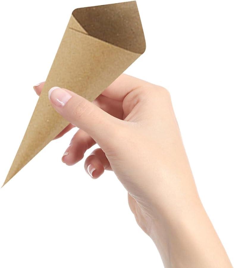 أقماع زهور ورقية كرافت لحفلات الزفاف حاملات حلويات ديكور ريفي 120 قطعة - Image 5