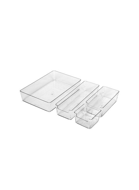 Set Of 4 Clear Plastic Drawer Organizers Set, Plastic Storage Bins For Makeup, Bedroom, Kitchen Gadgets Utensils And Office