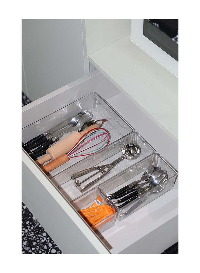 ايست من نون مجموعة من 4 منظمات أدراج بلاستيكية شفافة، صناديق تخزين بلاستيكية لمستحضرات التجميل، وغرفة النوم، وأدوات المطبخ، والأواني، والمكتب - Image 4