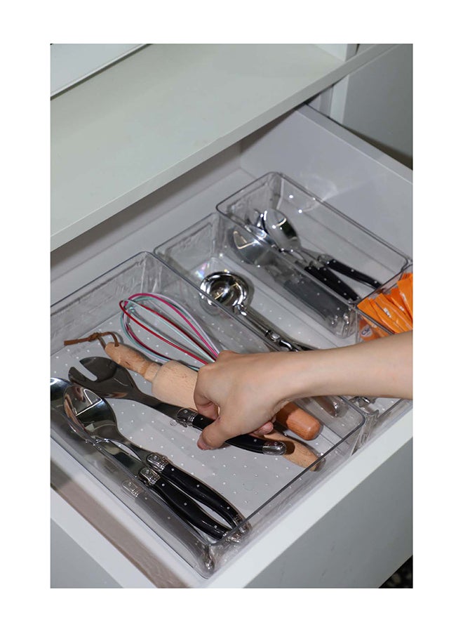 ايست من نون مجموعة من 4 منظمات أدراج بلاستيكية شفافة، صناديق تخزين بلاستيكية لمستحضرات التجميل، وغرفة النوم، وأدوات المطبخ، والأواني، والمكتب - Image 5