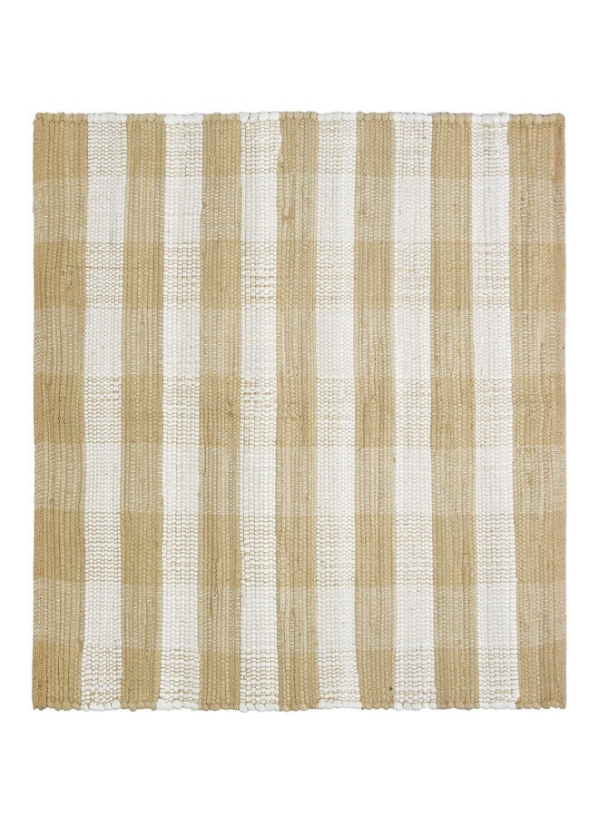 GLAMBURG Cotton Buffalo Check Plaid Rugs Washable, Handwoven Checkered Rug Welcome Door Mat 22x34 Rug for Kitchen Bathroom Outdoor Porch Laundry Living Room, Farmhouse Reversible Rag Rug Beige Natural - Image 1