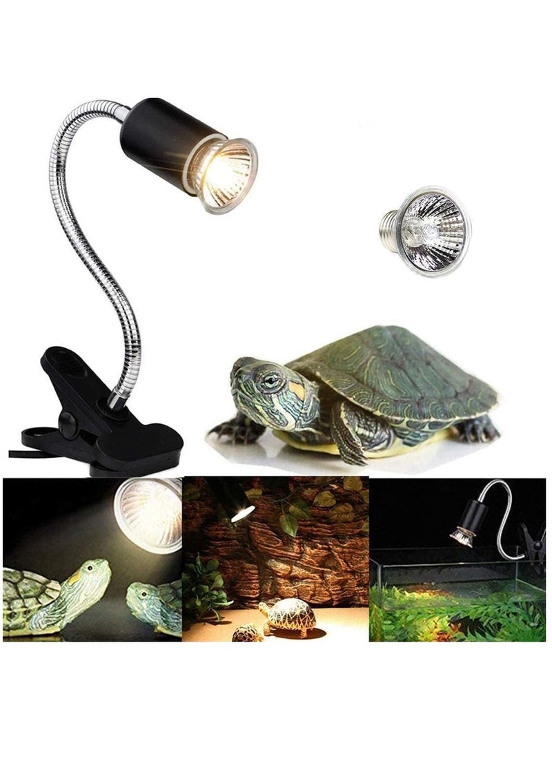 SYOSI - 25W Tortoise Heat Lamp Clamp-on Reptile Heat Bulb 360° Adjustable Aquarium Heating Light UVA / UVB E27 Clamp-on Pet Heating Emitter for Reptiles Amphibians Lizards Turtle Snakes - Image 1