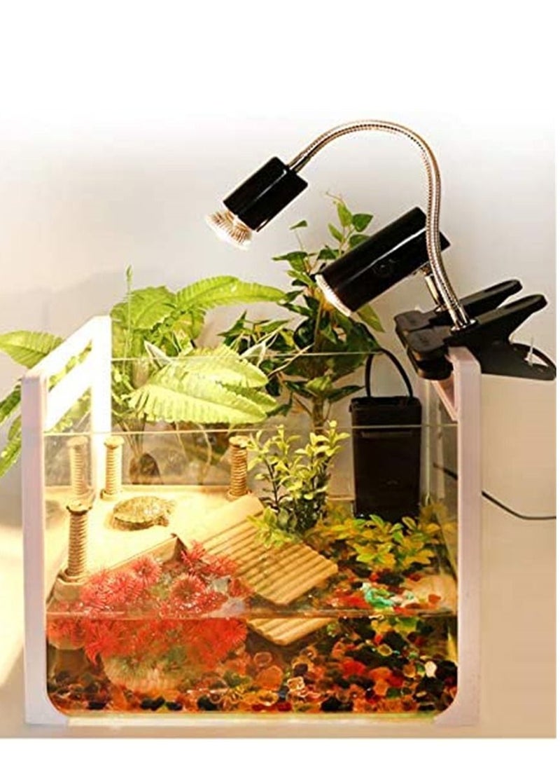 SYOSI - 25W Tortoise Heat Lamp Clamp-on Reptile Heat Bulb 360° Adjustable Aquarium Heating Light UVA / UVB E27 Clamp-on Pet Heating Emitter for Reptiles Amphibians Lizards Turtle Snakes - Image 1
