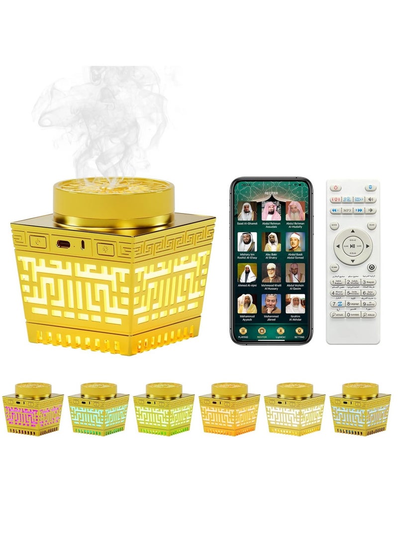 Quran Speaker & Mini Incense Burner Bakhoor – Bluetooth Speaker with Remote Control, 114 Quran Chapters, Multicolor Night Light - Image 1