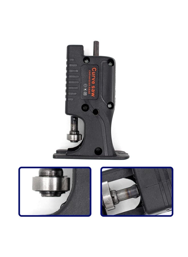 Curve Reciprocating Saw Conversion Head Attachment for Electric Drill, Curve Saw Adapter with Handle, Quick Clamp, Wood Metal Plastic Cutting Tool with 3 Blades - Black - Image 5