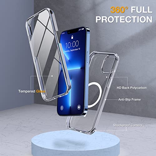 Miracase Magnetic for iPhone 13 Pro Max Case 6.7 inch, (Compatible with MagSafe) Upgrade Full-Body Clear Phone Bumper Case with Built-in 9H Tempered Glass Screen Protector, Magnetic Clear - Image 2