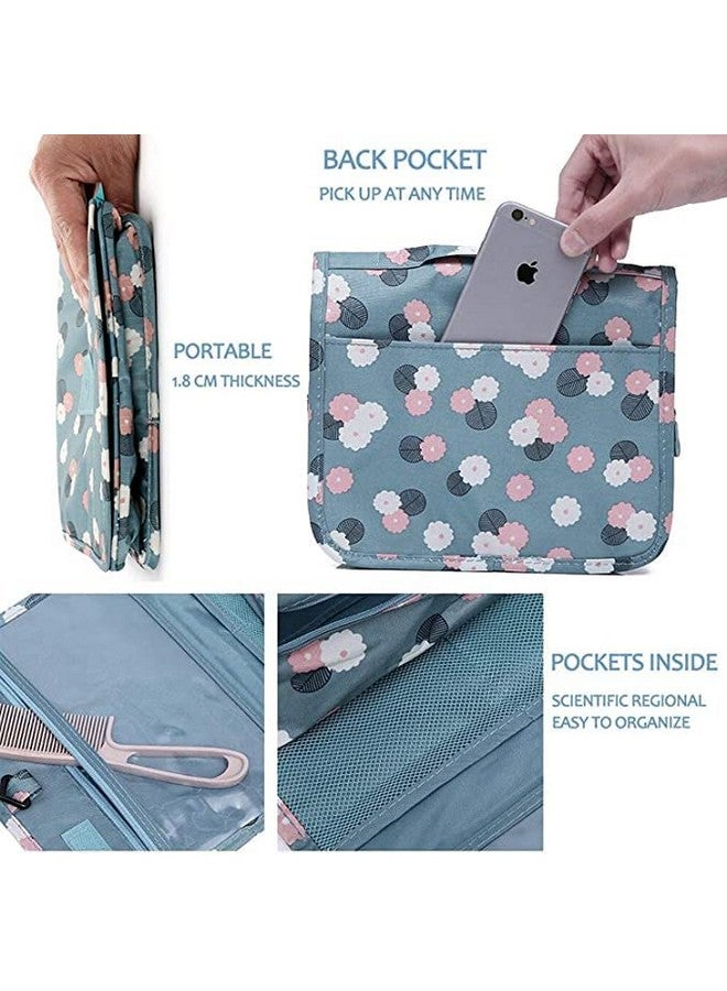 Flywind Toiletry Bag Portable Hanging Travel Makeup Organizer Folding Pouch Toiletry Cosmetic Bag with Hanging Hook and Strong Zippers,Folded with Multiple Bags, Durable for Vacation (Sky Bule) - Image 4
