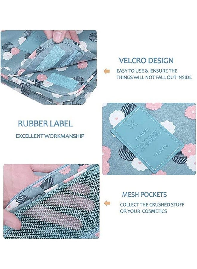 Flywind Toiletry Bag Portable Hanging Travel Makeup Organizer Folding Pouch Toiletry Cosmetic Bag with Hanging Hook and Strong Zippers,Folded with Multiple Bags, Durable for Vacation (Sky Bule) - Image 5