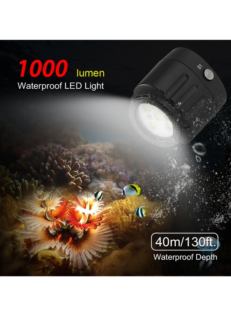 PULUZ - PULUZ 40m Underwater LED Photography Fill Light 1000LM 3.7V/1100mAh Diving Light for GoPro Hero11 Black / HERO10 Black / HERO9 Black /HERO8 / HERO7 /6 /5 /5 Session /4 Session /4 /3+ /3 /2 /1, Insta360 ONE R, DJI Osmo Action and Other Action Cameras - Image 1
