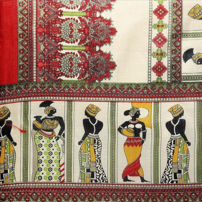 KEMZA Women's Printed Cotton Silk Dupatta (Red_Free size) - Image 2