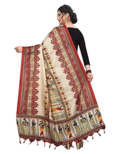 KEMZA Women's Printed Cotton Silk Dupatta (Red_Free size) - Image 4