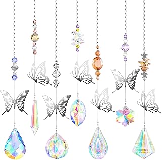 Hicarer Hicarer 7 Pieces Butterfly Crystals Suncatcher Hanging Suncatchers Beads Colorful Crystal Chandelier Pendant Wall  - Image 1