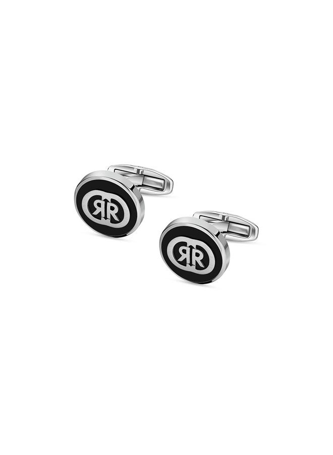 شيروتي 1881 أزرار أكمام رجالية CCRR Logo.2 سوداء – مجوهرات جريئة وأنيقة - Image 2