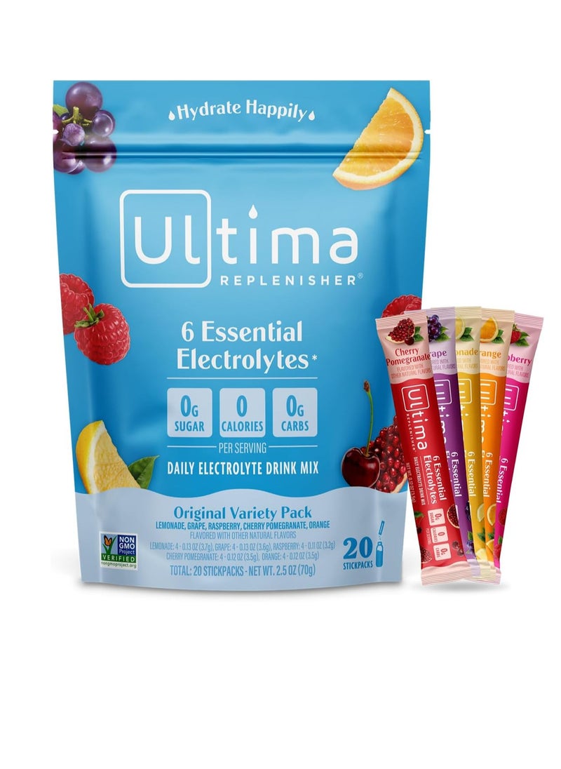 Ultima Replenisher Daily Electrolyte Drink Mix Original Variety, 20 Stickpacks  - Image 1