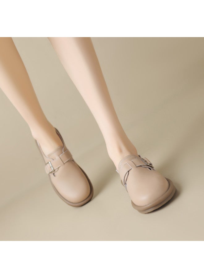 ZHR Bovine Split Leather】flat Slip-on Commuter Women's Versatile Casual Leather Shoes Women's Single Shoes Birkenstock Shoes Women's Shoes - Image 4