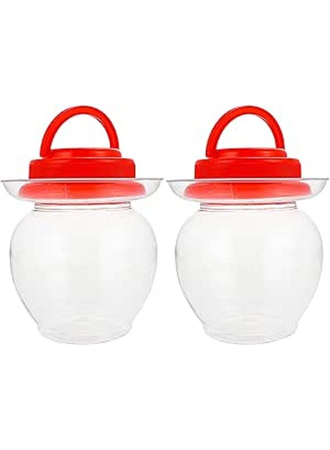 2 Pack 1 Liter Plastic Pickle Jars With Red Sealed Lids Thickened Food Storage Containers - Image 1