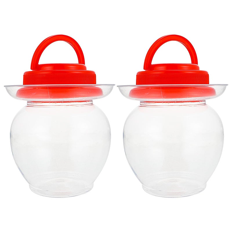 2 Pack 1 Liter Plastic Pickle Jars With Red Sealed Lids Thickened Food Storage Containers - Image 2