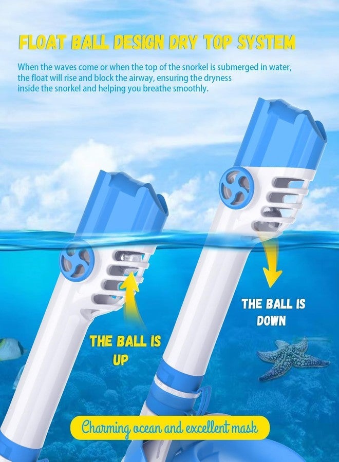 MUGATH قناع غطس كامل الوجه من موغاث | تصميم يسهل التنفس مع مانع للضباب والتسرب | معدات غطس بزاوية رؤية واسعة 180 درجة للسباحة والغوص (أزرق L/XL) - Image 4