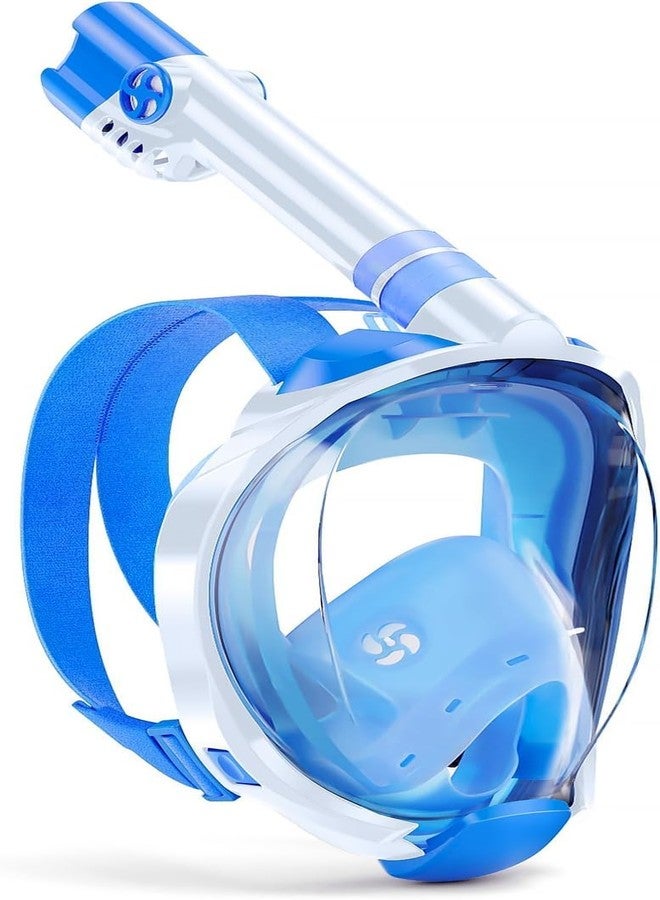 MUGATH قناع غطس كامل الوجه من موغاث | تصميم يسهل التنفس مع مانع للضباب والتسرب | معدات غطس بزاوية رؤية واسعة 180 درجة للسباحة والغوص (أزرق L/XL) - Image 1