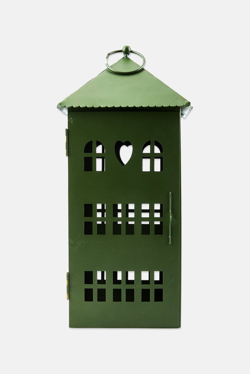 Muy Mucho House Shaped Christmas Lantern, Green - Image 1