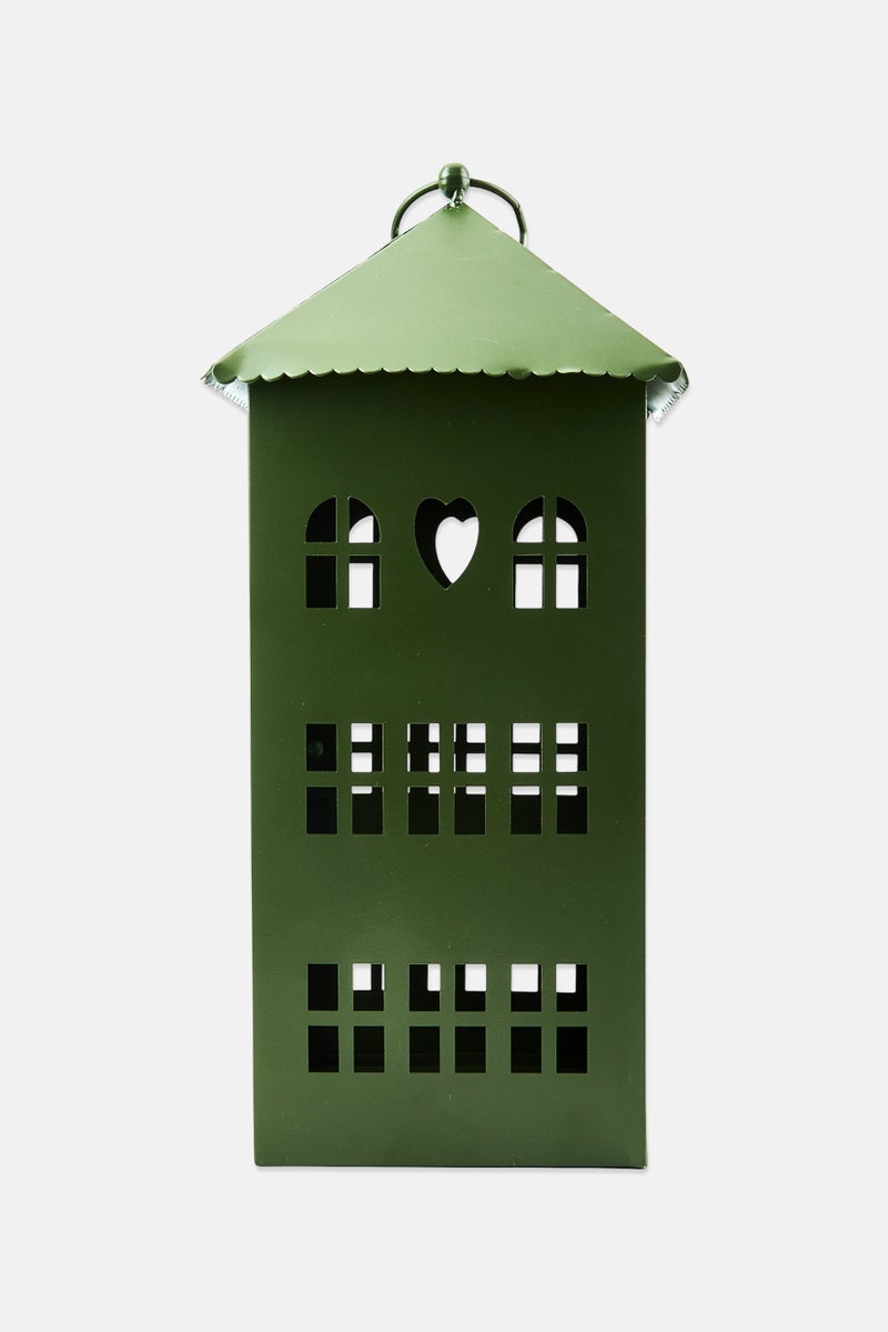 Muy Mucho House Shaped Christmas Lantern, Green - Image 2