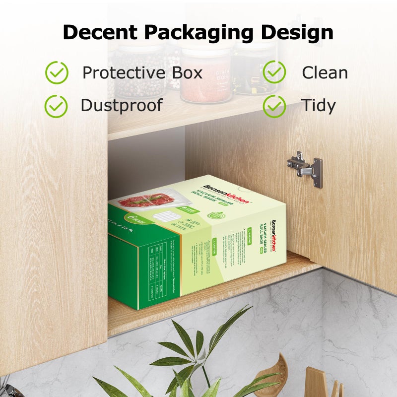 Bonsenkitchen [2025 Upgraded] Bonsenkitchen 6 Rolls 11" x 16' Vacuum Sealer Bags for Food with a Color Box, Easy to Store, Commercial Grade, BPA Free, Great for Food Storage or Sous Vide, VB21 - Image 3