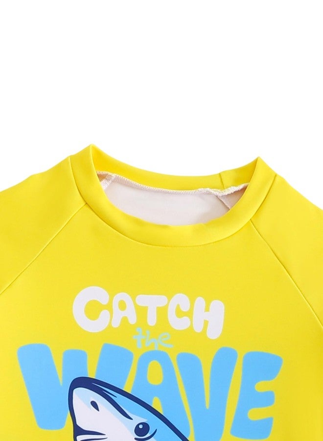 YAGATA Toddler Swimsuit Boy 3 Piece Boys Swim Set Long Sleeve Swimming Shirt Trunks Rash Guard Bathing Suits Blue Sharks Sharks 3-4T M - Image 3