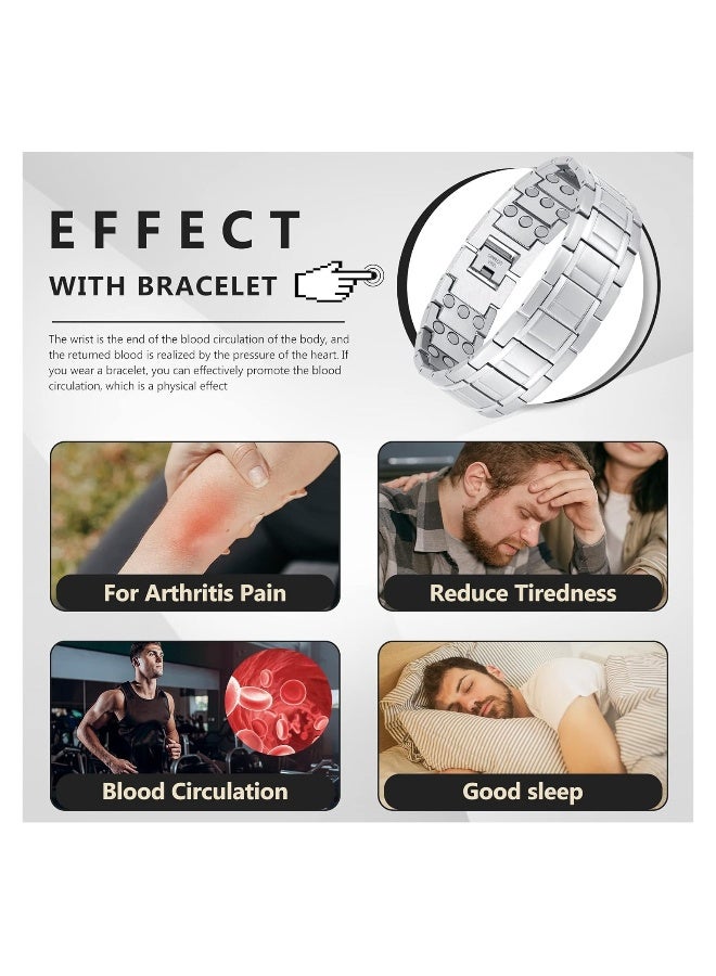 Magnetic Bracelets for Men Sleek Titanium Stainless Steel Magnetic Bracelet with Copper Ring, Lymph Detox Ultra Strength Magnetic Bracelet Adjustable Jewelry, Gifts for  Father - Image 4